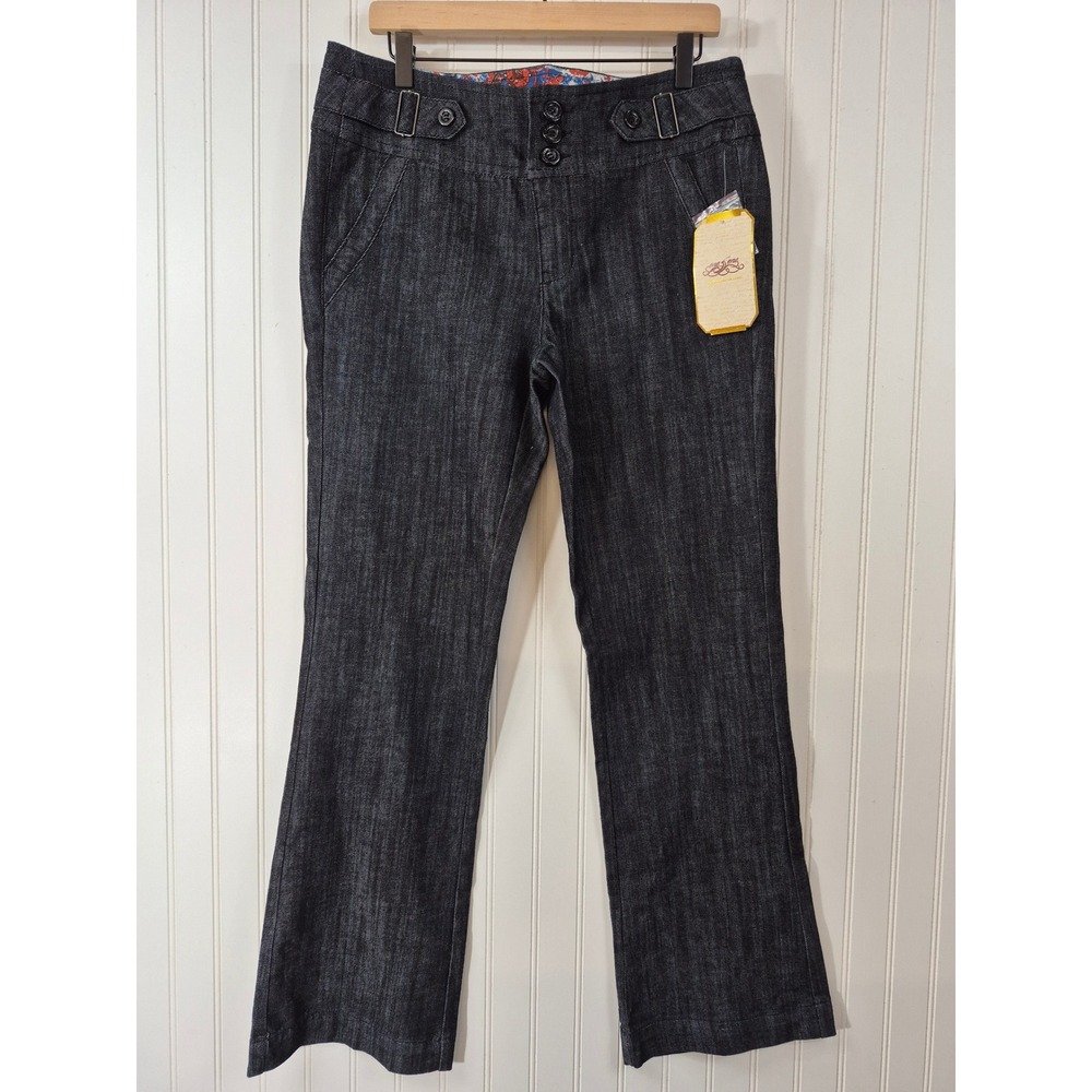 NWT One 5 One Dark Wash 36x32 Wide Leg Denim Trousers Triple Button High Rise 12